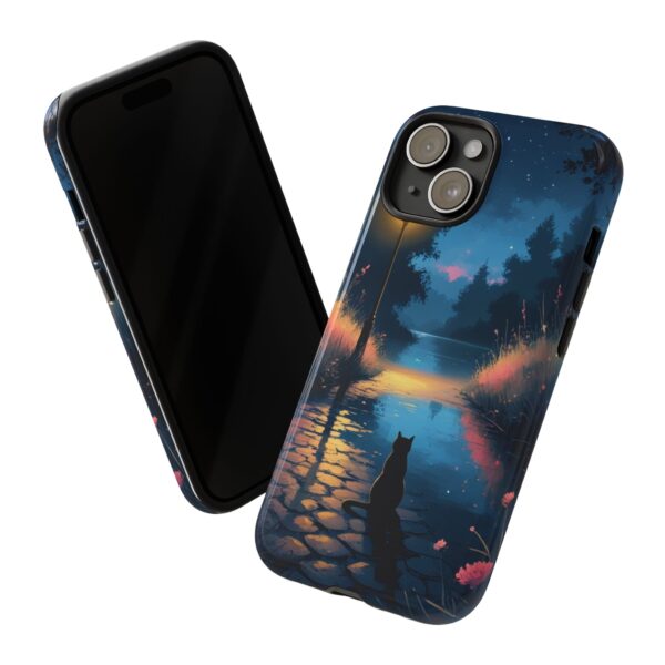Moonlit Cat Phone Case - Nighttime Serenity for Cat Lovers