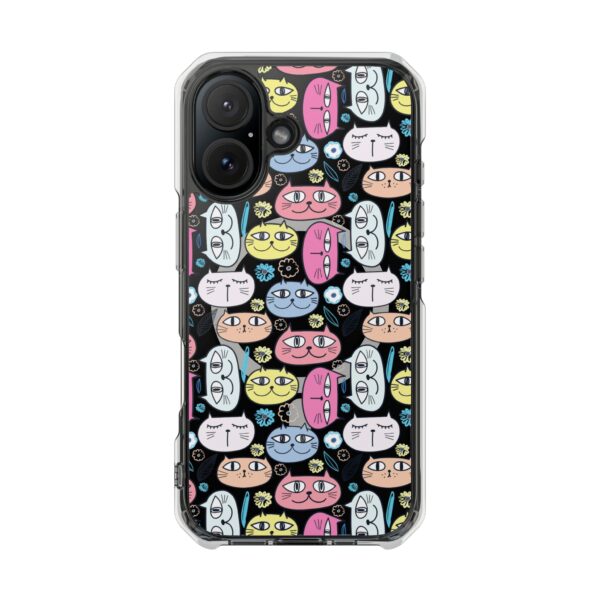 Colorful Cat Pattern Magnetic Clear Impact Cases, Cute Phone Cover, Gift for Cat Lovers, Fun Tech Accessories, Customizable Design
