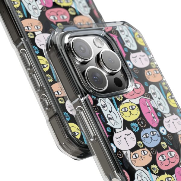 Colorful Cat Pattern Magnetic Clear Impact Cases, Cute Phone Cover, Gift for Cat Lovers, Fun Tech Accessories, Customizable Design