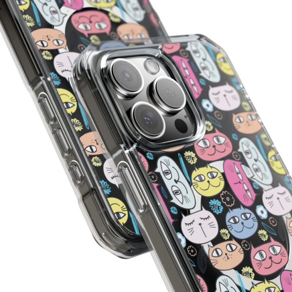 Colorful Cat Pattern Magnetic Clear Impact Cases, Cute Phone Cover, Gift for Cat Lovers, Fun Tech Accessories, Customizable Design