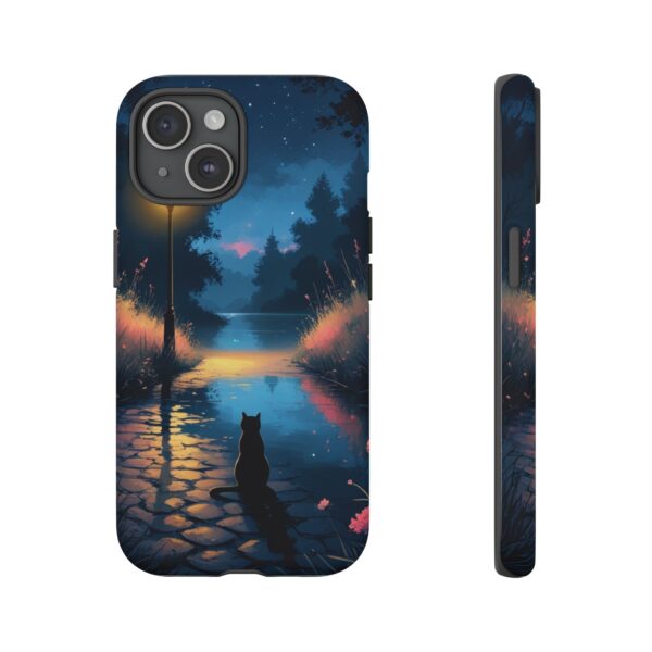 Moonlit Cat Phone Case - Nighttime Serenity for Cat Lovers