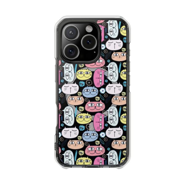 Colorful Cat Pattern Magnetic Clear Impact Cases, Cute Phone Cover, Gift for Cat Lovers, Fun Tech Accessories, Customizable Design