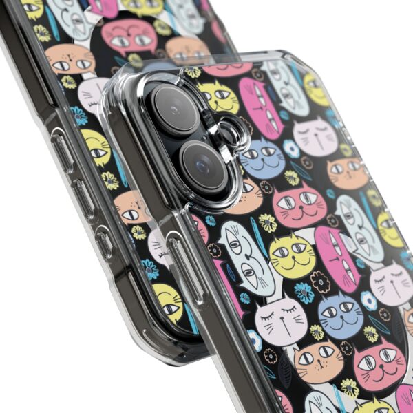 Colorful Cat Pattern Magnetic Clear Impact Cases, Cute Phone Cover, Gift for Cat Lovers, Fun Tech Accessories, Customizable Design