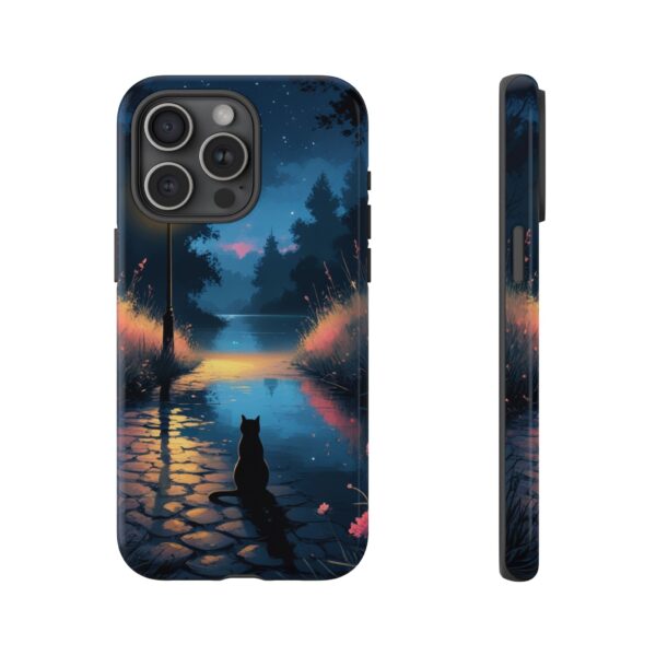 Moonlit Cat Phone Case - Nighttime Serenity for Cat Lovers