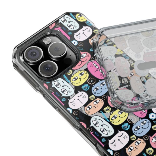 Colorful Cat Pattern Magnetic Clear Impact Cases, Cute Phone Cover, Gift for Cat Lovers, Fun Tech Accessories, Customizable Design