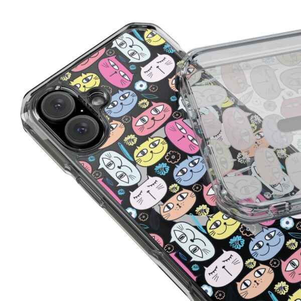 Colorful Cat Pattern Magnetic Clear Impact Cases, Cute Phone Cover, Gift for Cat Lovers, Fun Tech Accessories, Customizable Design