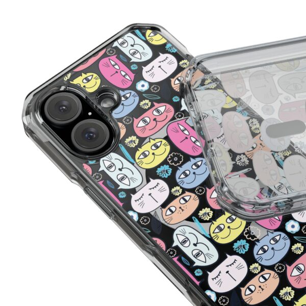 Colorful Cat Pattern Magnetic Clear Impact Cases, Cute Phone Cover, Gift for Cat Lovers, Fun Tech Accessories, Customizable Design