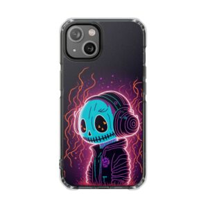 Vibrant Skeleton Phone Case - Magnetic Clear Impact Cases, Unique Phone Cover, Halloween Gift, Trendy Accessory, Skull Design