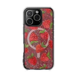 Strawberry Magnetic Phone Case | Clear Impact Cases, Cute Phone Accessories, Gift for Her, Trendy Tech, Summer Vibes, Stylish Protection