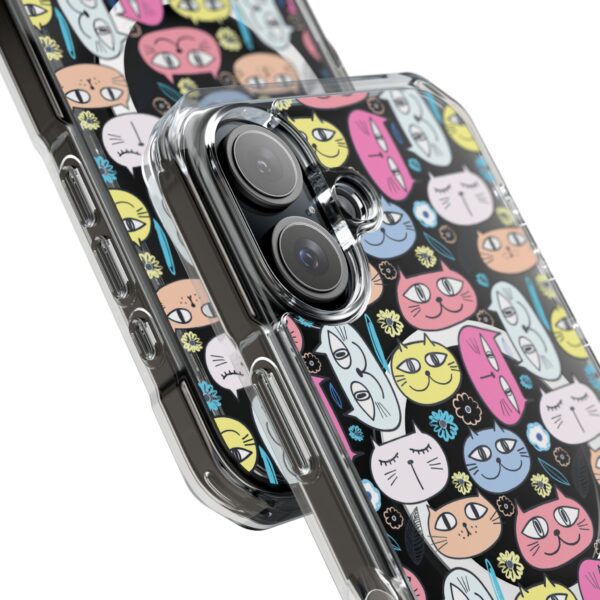 Colorful Cat Pattern Magnetic Clear Impact Cases, Cute Phone Cover, Gift for Cat Lovers, Fun Tech Accessories, Customizable Design