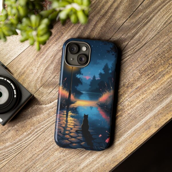 Moonlit Cat Phone Case - Nighttime Serenity for Cat Lovers