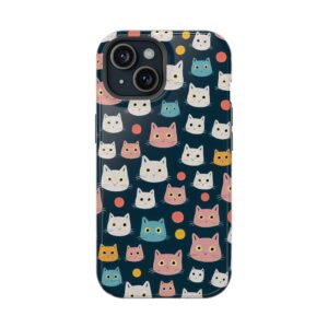 Cute Cat Print Phone Case, Impact-Resistant iPhone Cover for Cat Lovers, Pet Themed Gift, Birthday, Everyday Use, Fun Accessories