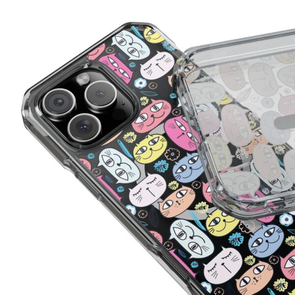 Colorful Cat Pattern Magnetic Clear Impact Cases, Cute Phone Cover, Gift for Cat Lovers, Fun Tech Accessories, Customizable Design