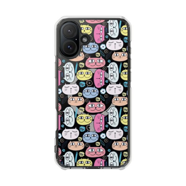 Colorful Cat Pattern Magnetic Clear Impact Cases, Cute Phone Cover, Gift for Cat Lovers, Fun Tech Accessories, Customizable Design