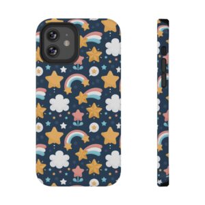 Colorful Star and Rainbow Impact-Resistant Phone Case | Cute Galaxy Phone Cover, Kids Gift, Durable Protection, Fun Design, Everyday Use