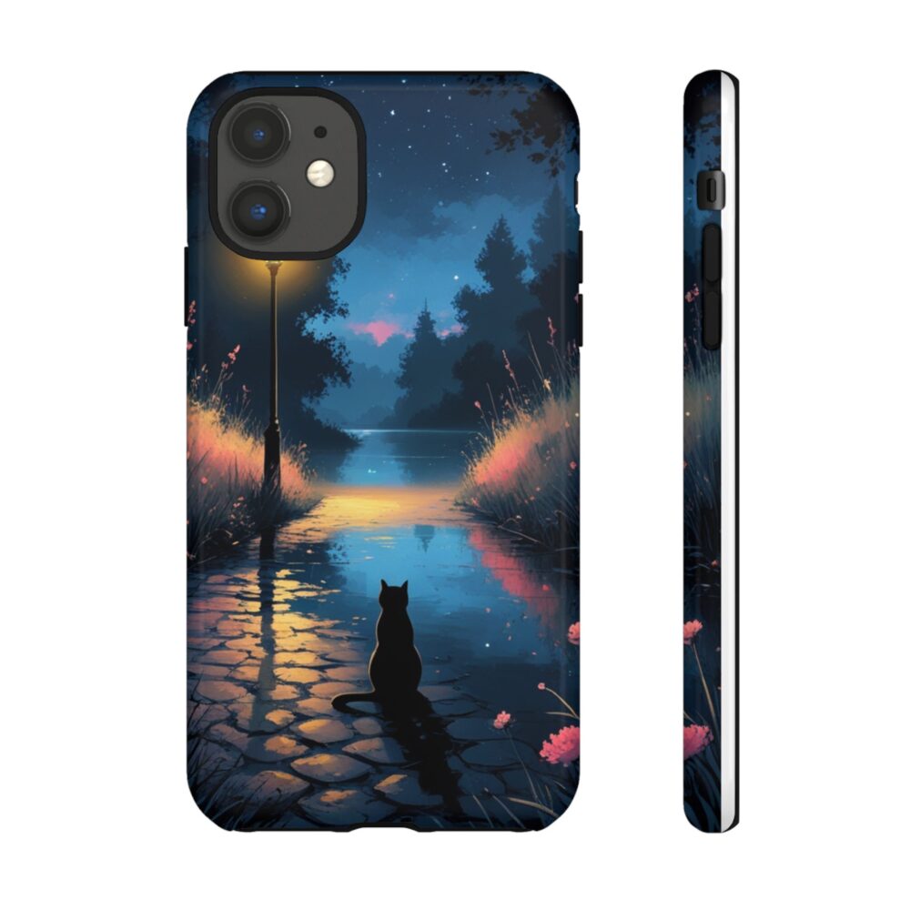 Moonlit Cat Phone Case - Nighttime Serenity for Cat Lovers