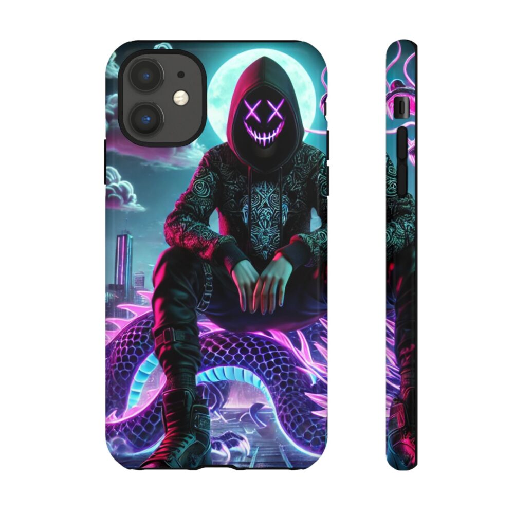 Tough Cases Phone Case - Edgy Urban Gothic Design with Snake and Neon Glow