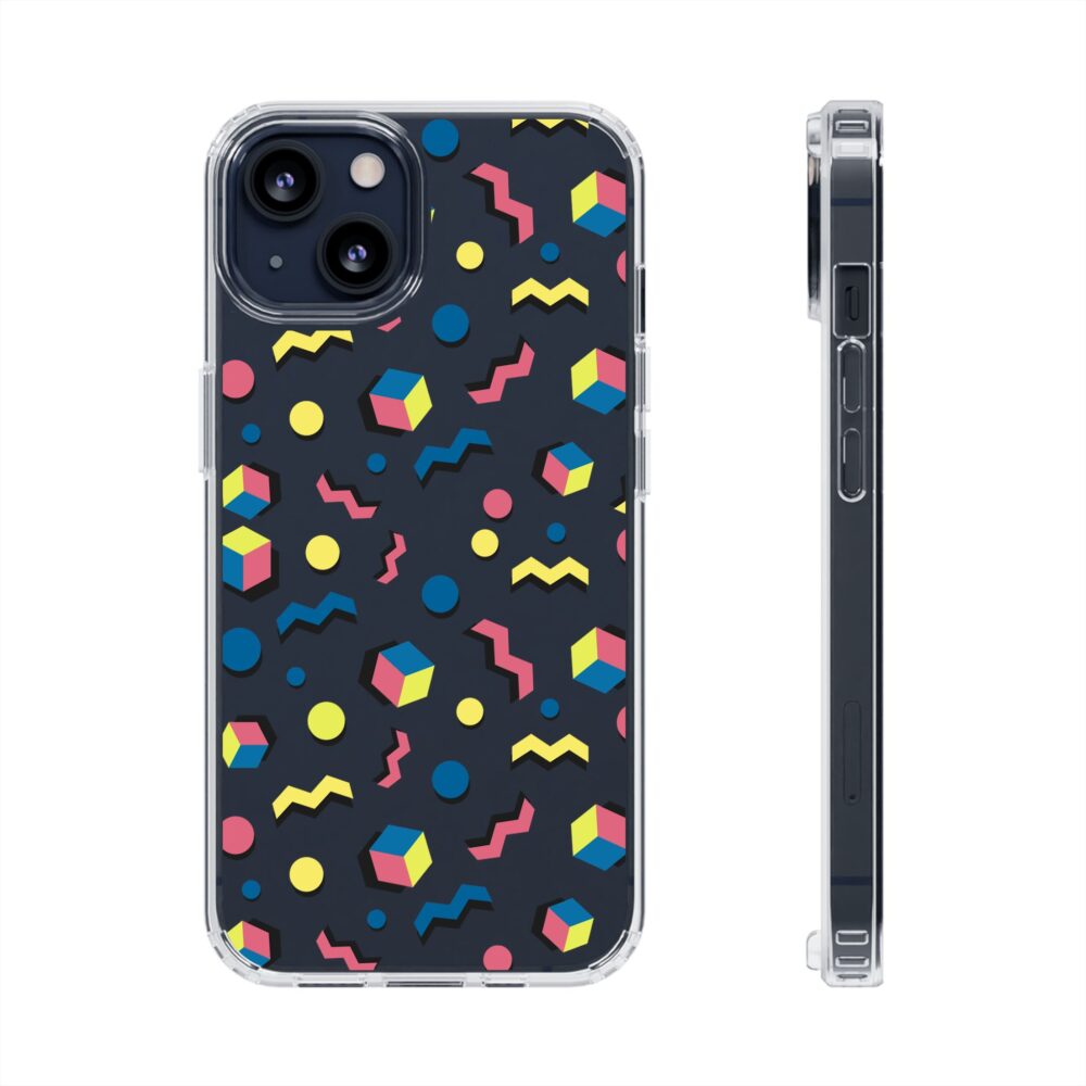 Colorful Geometric Clear Phone Case for iphone 11,12,13,14,15,16 and more